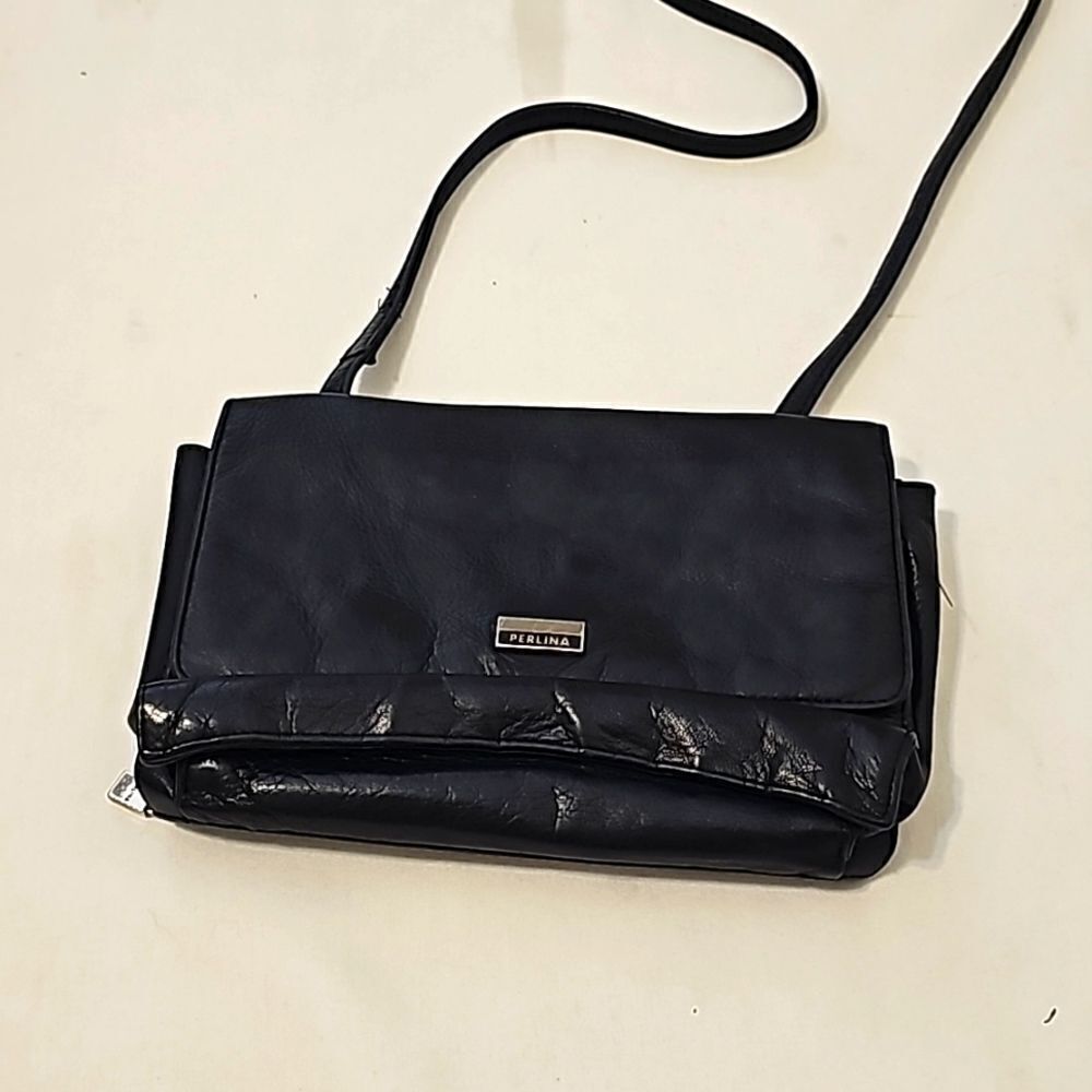 Perlina vintage leather crossbody purse